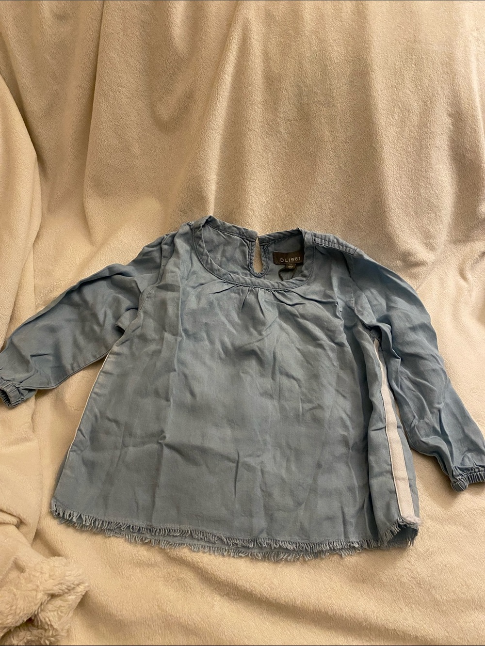 DL1961 Light Blue Fringed Hem Blouse